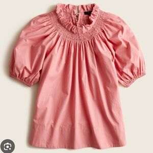 J Crew puff sleeve smocked neck top